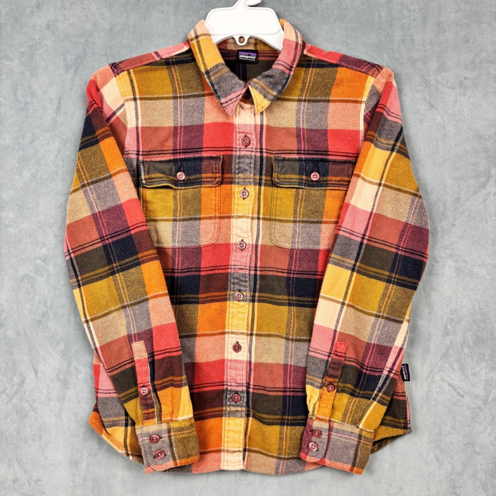 Patagonia Fjord Flannel Shirt Organic Cotton Plaid Red Yellow STY53916 FA18